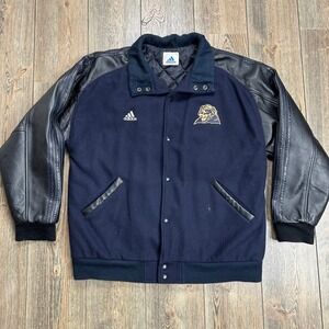 Adidas Pittsburgh Panthers Varsity Jacket Mens Medium Wool Leather Navy Black